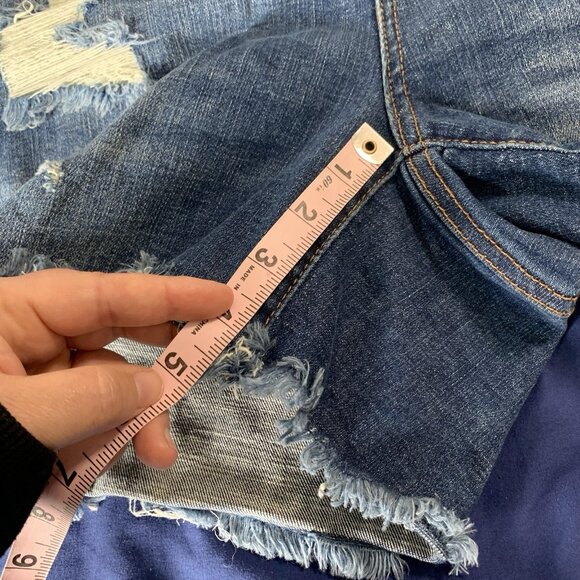 Judy Blue Shorts Womens X-Large Blue Denim Distressed Raw Hem Frayed Stretch - Picture 11 of 11